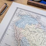 South America, antique map, printed in 1852. Authentic.