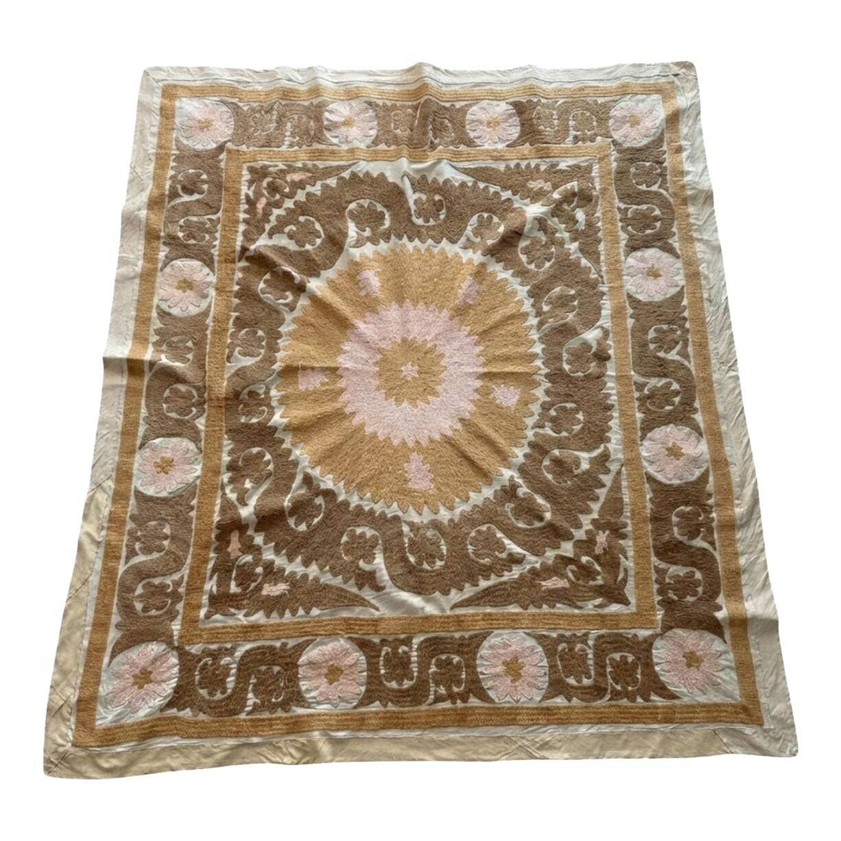 Vintage hand-embroidered tablecloth 136x158 cm