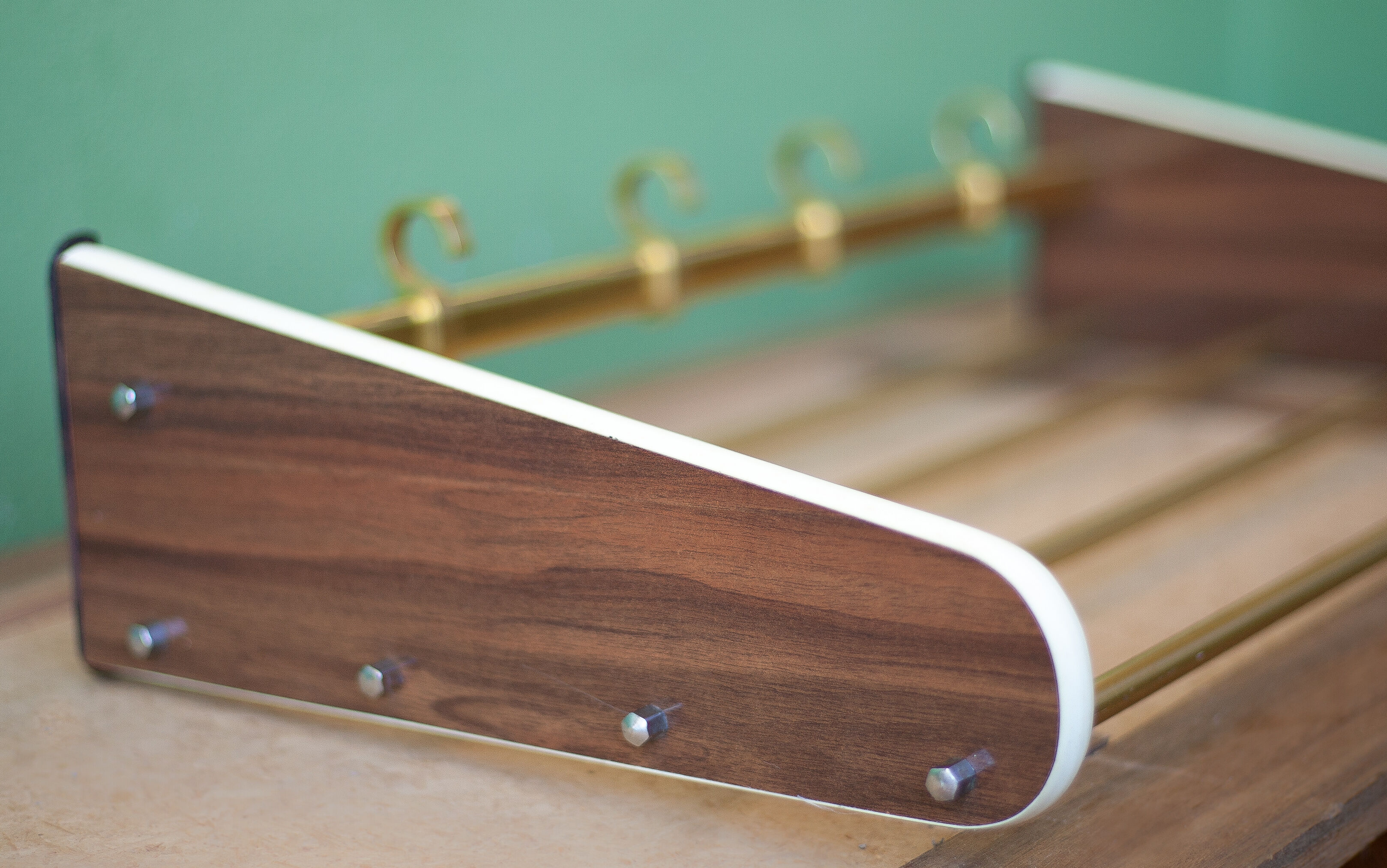 Formica and brass vintage coat rack