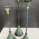 Postmodern metal candlestick trio