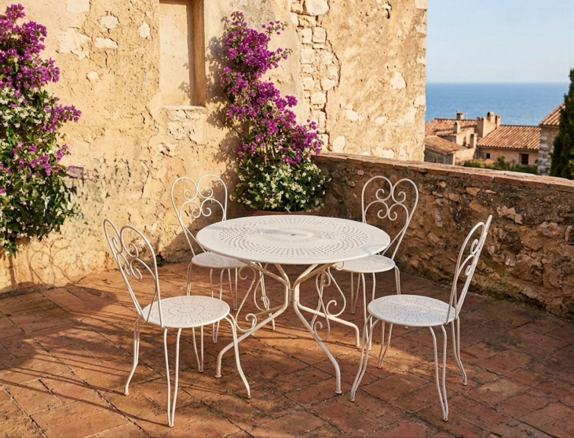 Salon de jardin rétro en fer forgé des années 50