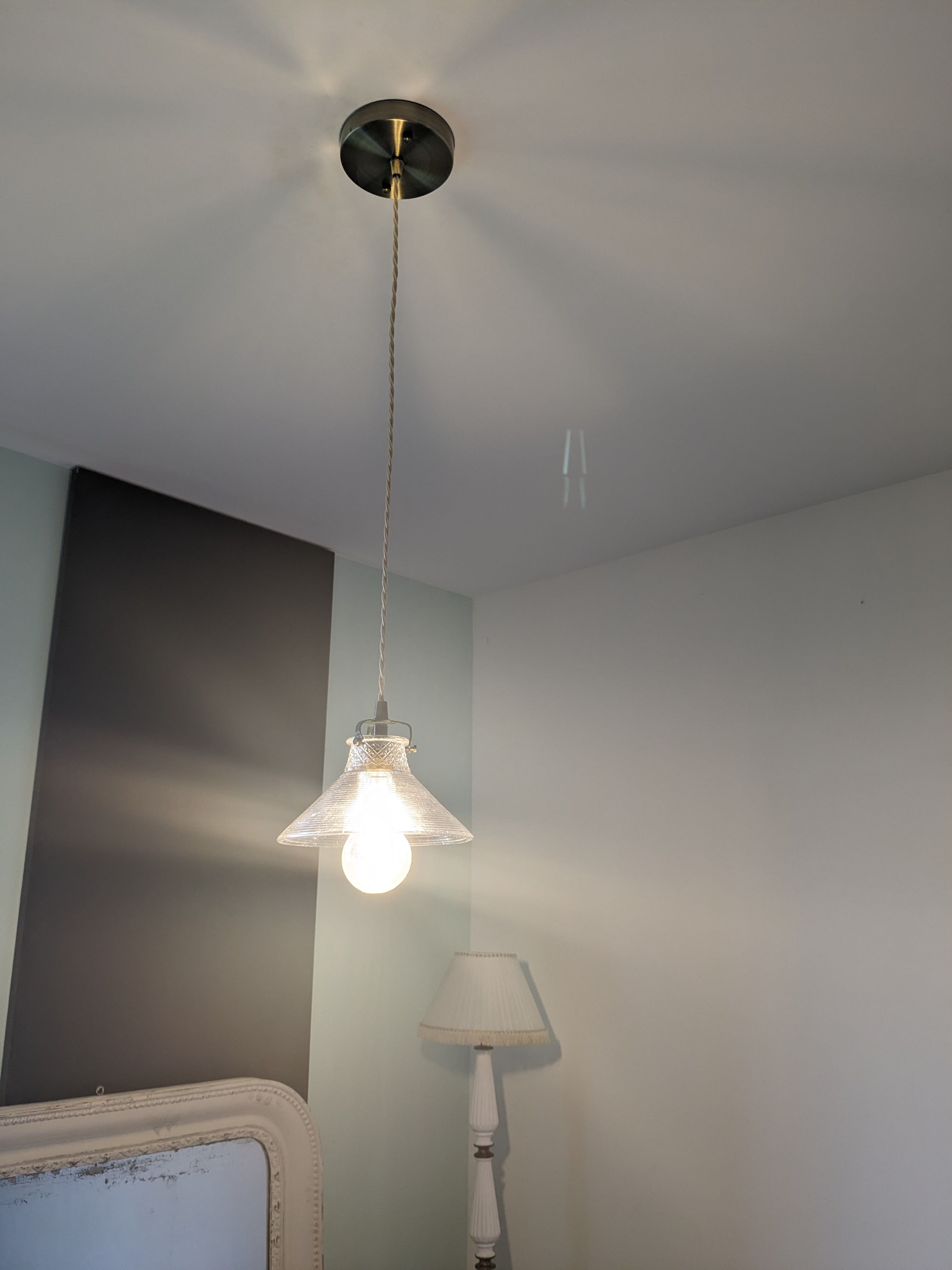 Vintage glass pendant lamp Westinghouse XIXth
