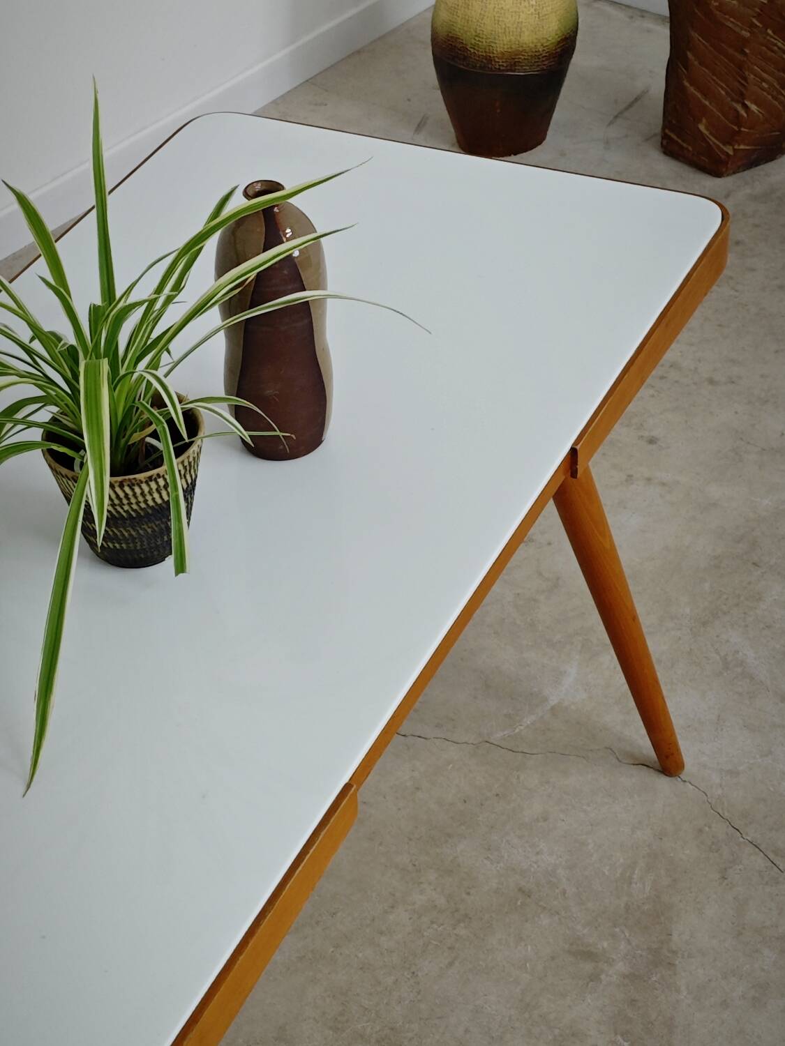 White opaxit coffee table by Jiri Jiroutek for Cesky Nabytek 1960