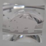 Thick frosted glass ashtray and pocket tray, 1980s savannah design, 13 cm.