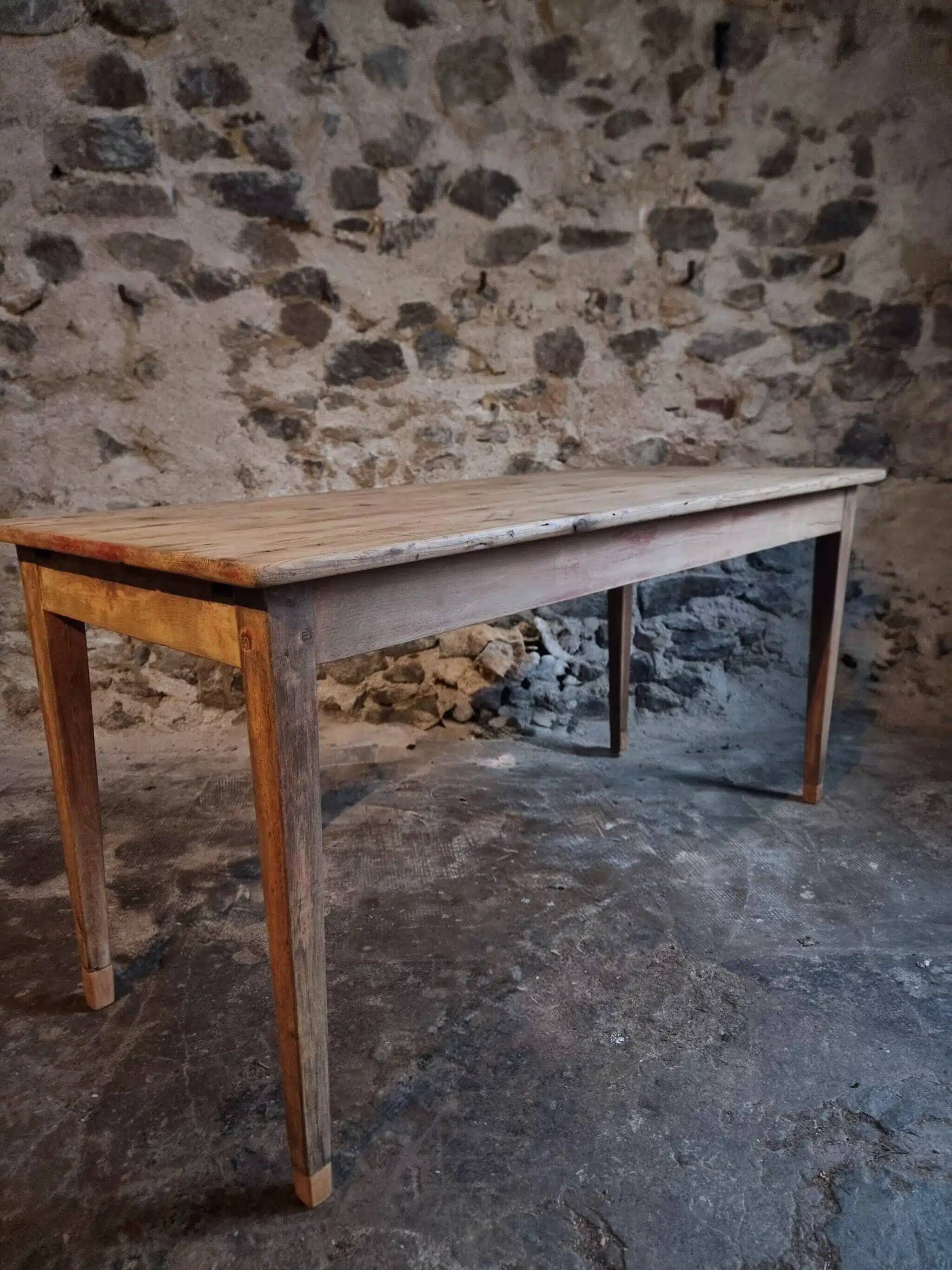 Farm table in solid oak, beech, and pine, early 20th century.
