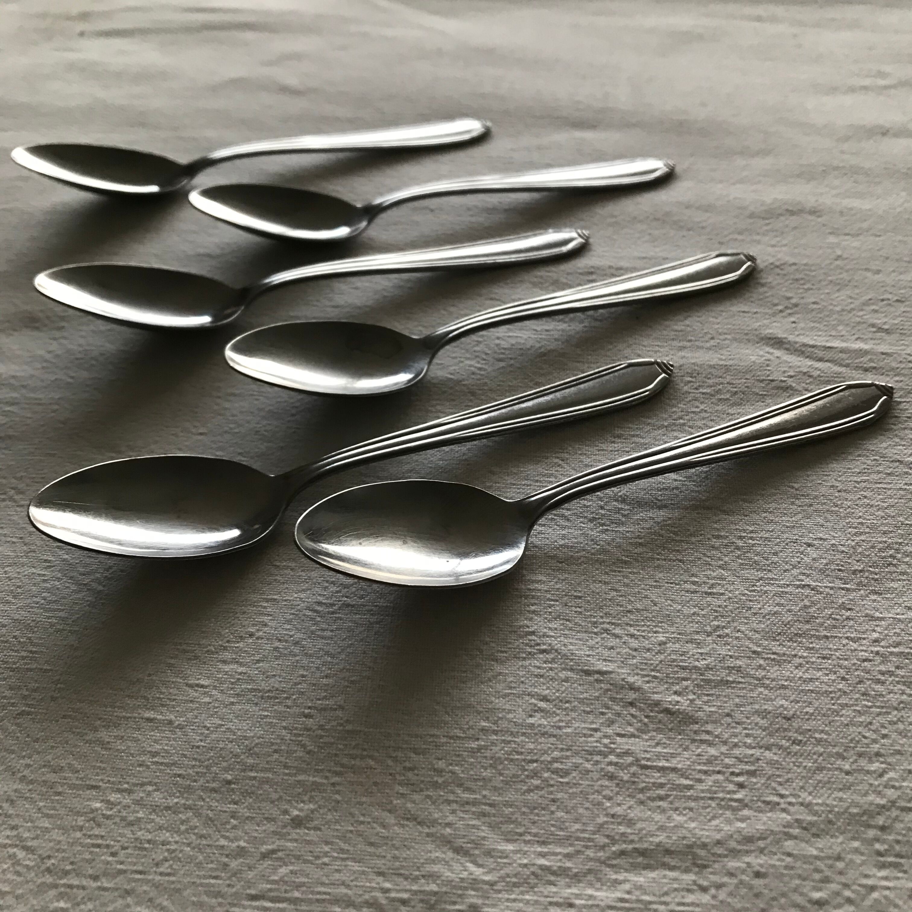 Series of 6 vintage stainless steel spoons
