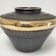 Black and gold ceramic vase west germany vintage design