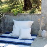 Hand-woven handmade pouf cover made from recycled cotton