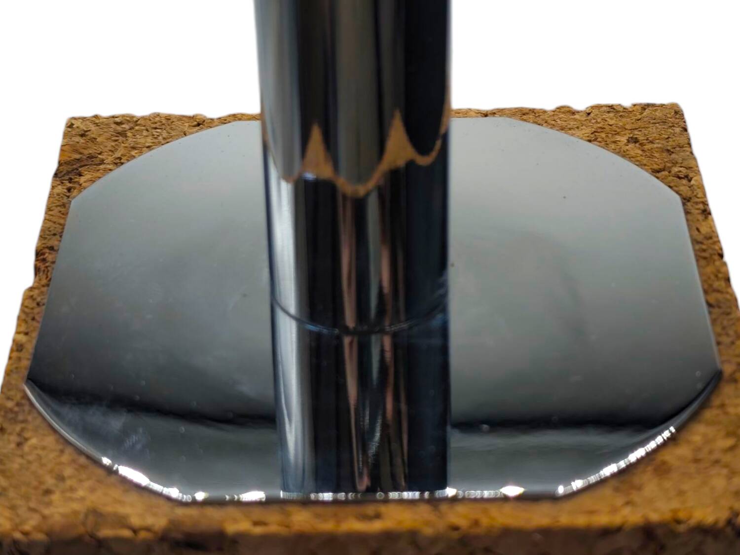 Vintage Modernist Table Lamp Base – Cork and Chrome Design — 1970s