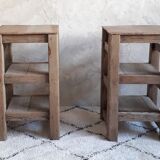 Pair of raw wooden bedsides