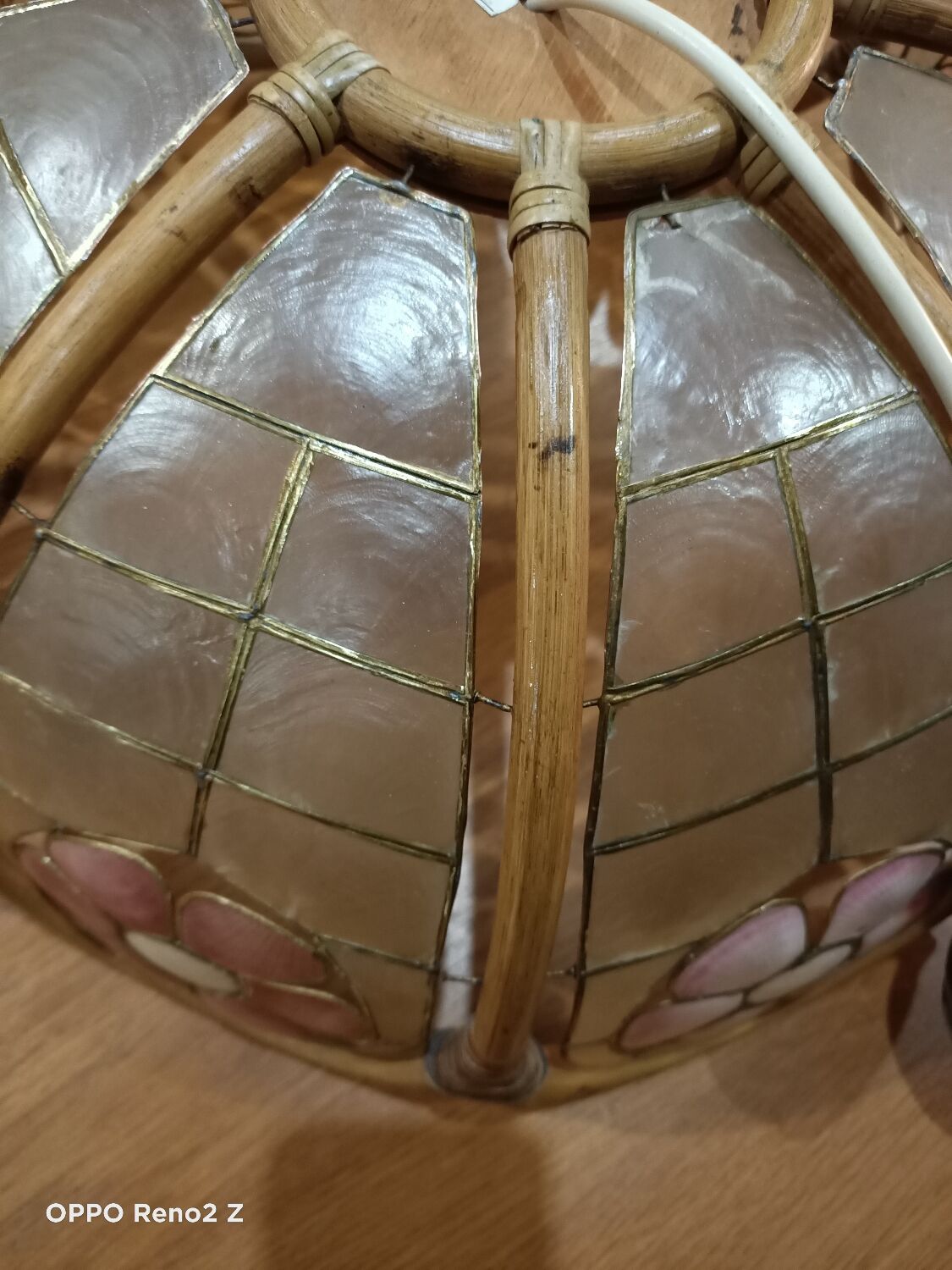 Suspension nacre et bambou