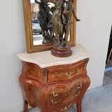 Louis XV style curved chest of drawers in marquetry