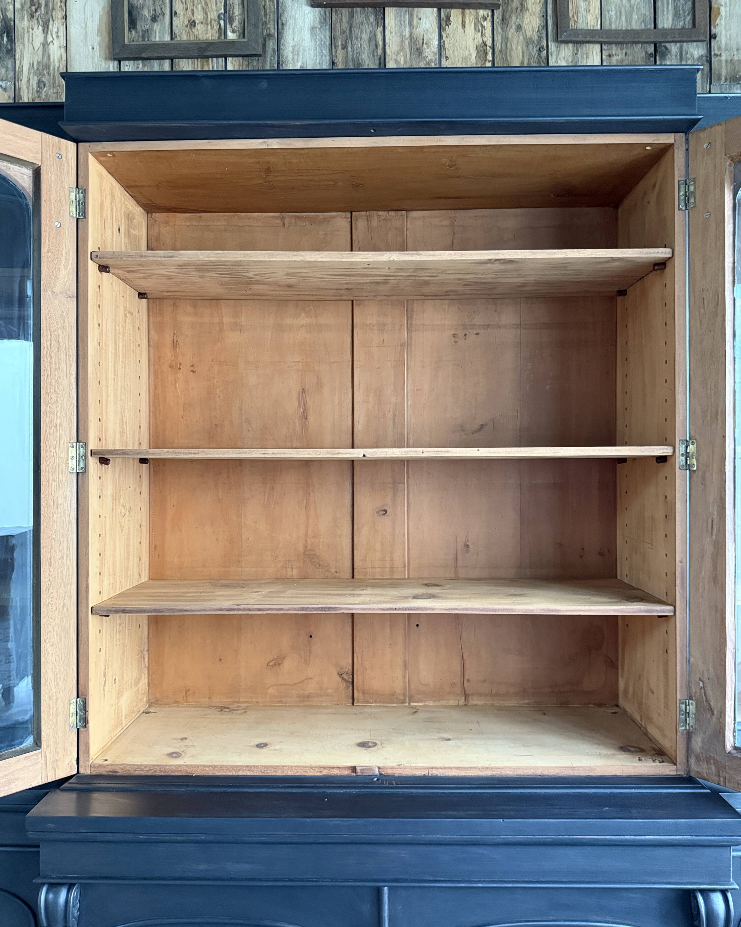 Large black patinated glass bookcase (renovated)