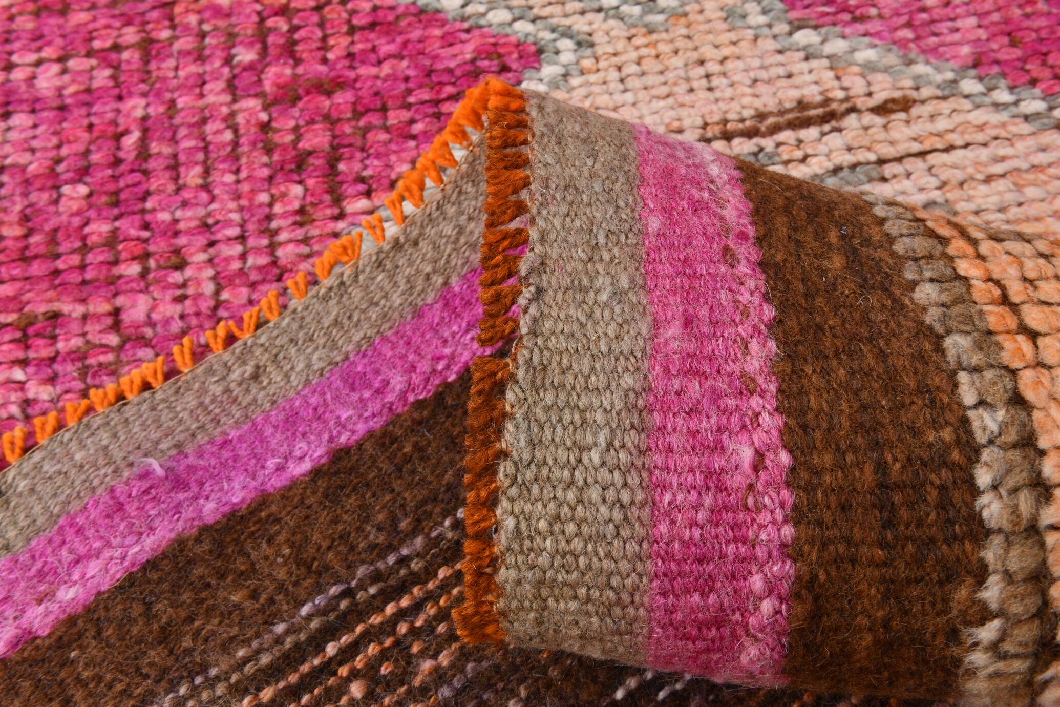 3x11 Soft Pink Mid Ceuntry Modern Turkish Wool Runner Rug, 87x339 Cm