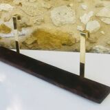 Vintage brass and wood hanging wall shelf