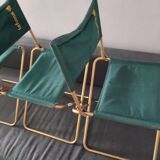 3 folding Lafuma green vintage camping seats