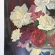 Bouquet of roses, burgundy background, oil on panel 1951