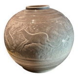 Large art deco ceramic vase by juliette mazaudois signed on the bottom