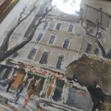 Framed watercolor "Salon de Provence-la Fontaine Moussue" by Louis Lasbouygues