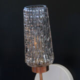 Paire d'appliques murales flambeau torche tulipe verre moulé transparent