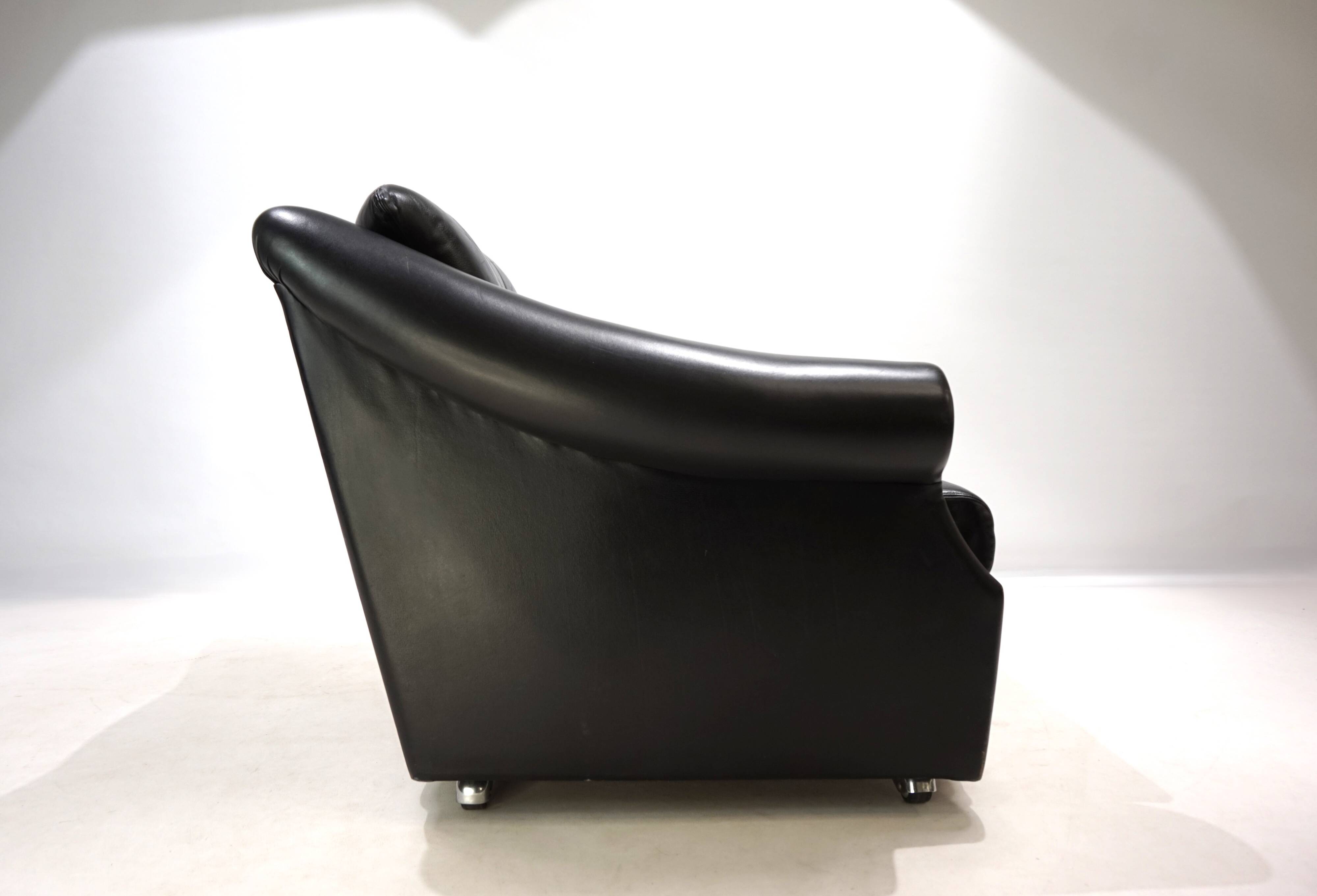 Fauteuil Art Déco en cuir, France 1960