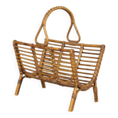 Vintage 1960s Italian design bamboo magazine rack