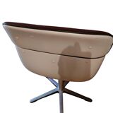 trois fauteuil Wilkhann pivotants tissue + coque signé 1970