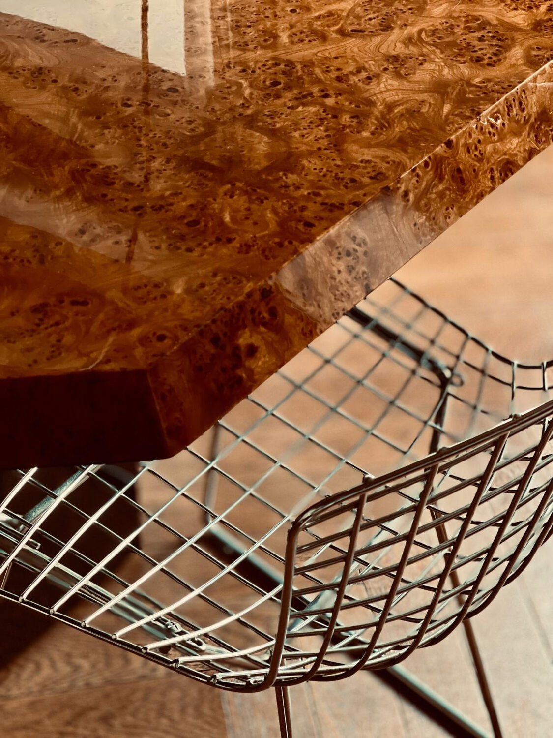 Dining table elm burl Roche Bobois Jean Claude Mahey vintage