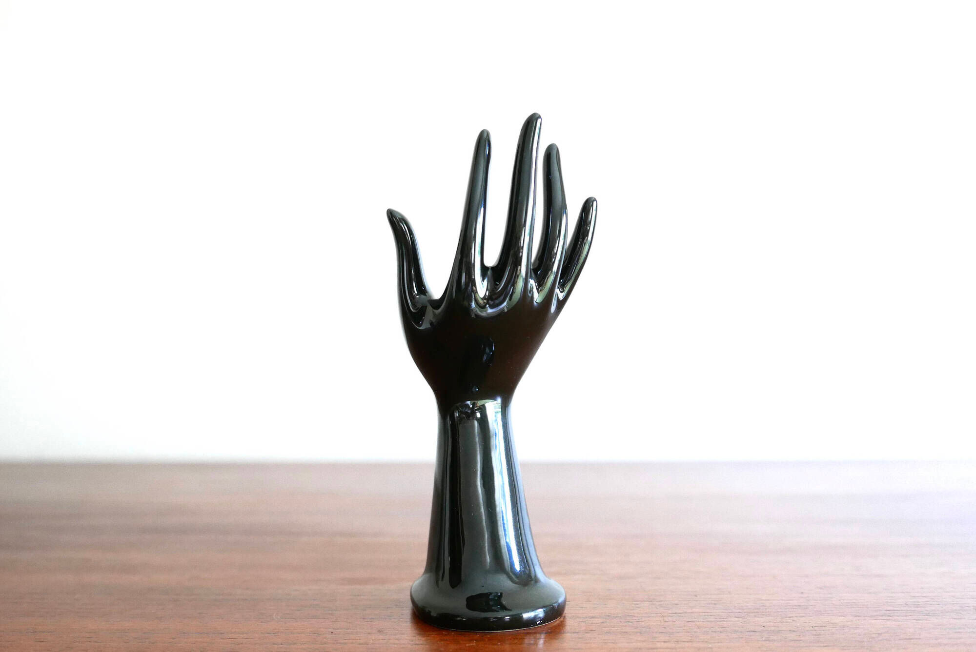 Vase ring hand black porcelain, early 1970s