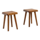 Pierre Chapo. Pair of stools in natural blond elm. 1970s.