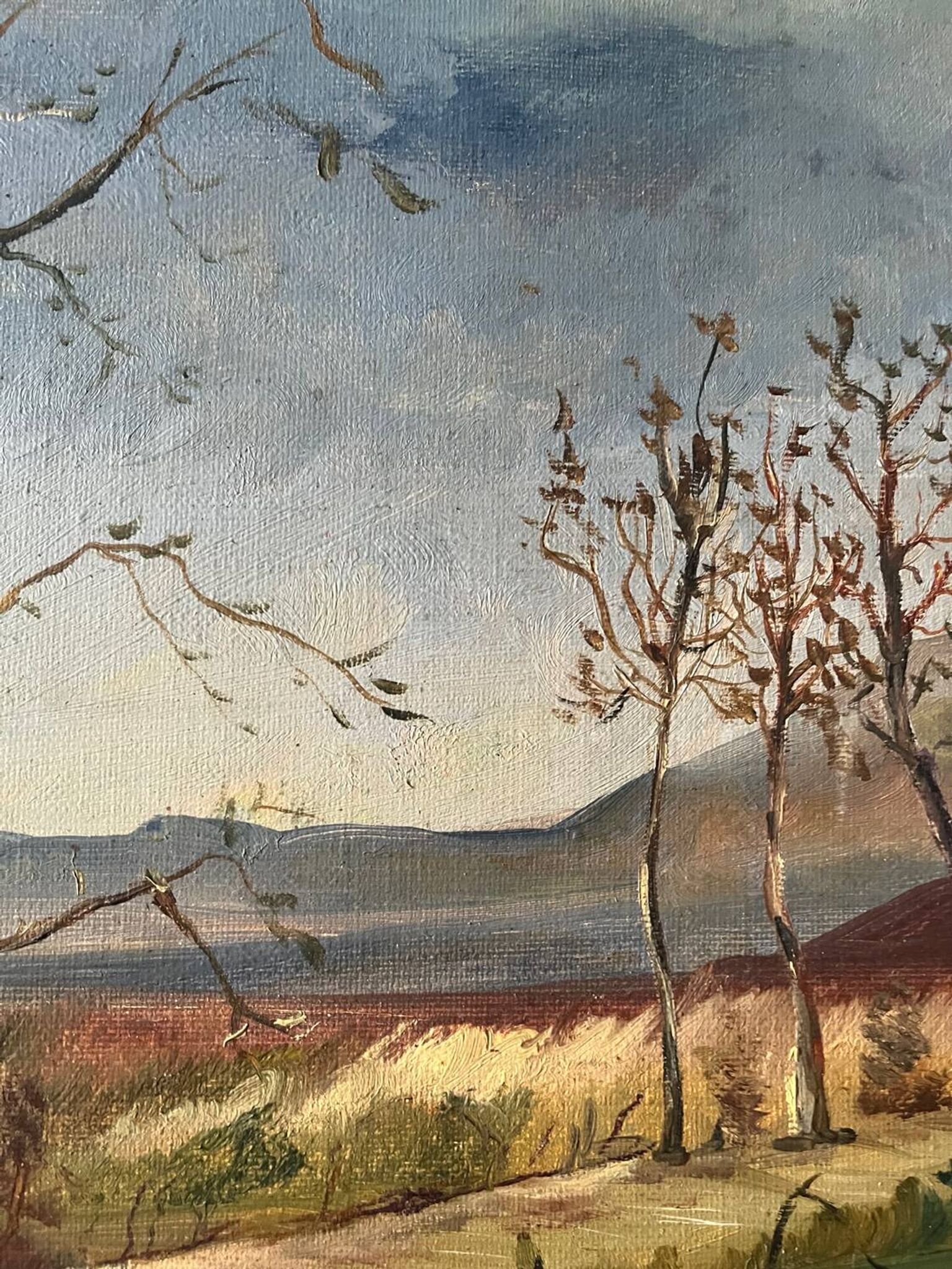 Paysage de printemps avec arbre, signé
