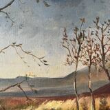 Spring landscape with tree, signed