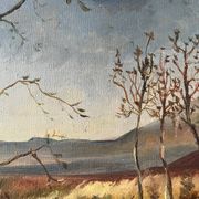 Paysage de printemps avec arbre, signé