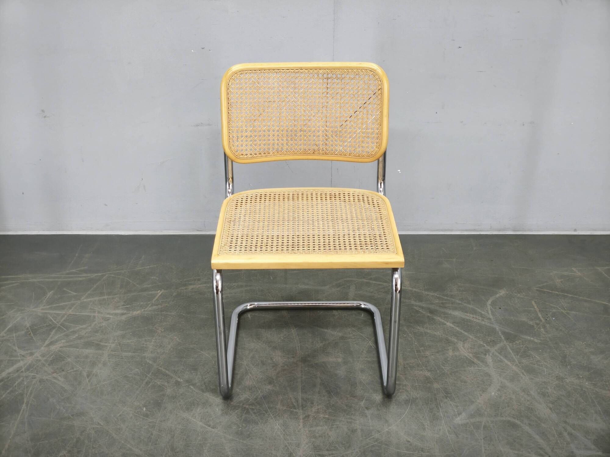 Italian Cesca B32 Style Cane and Chrome Cantilever Chair, 1970s