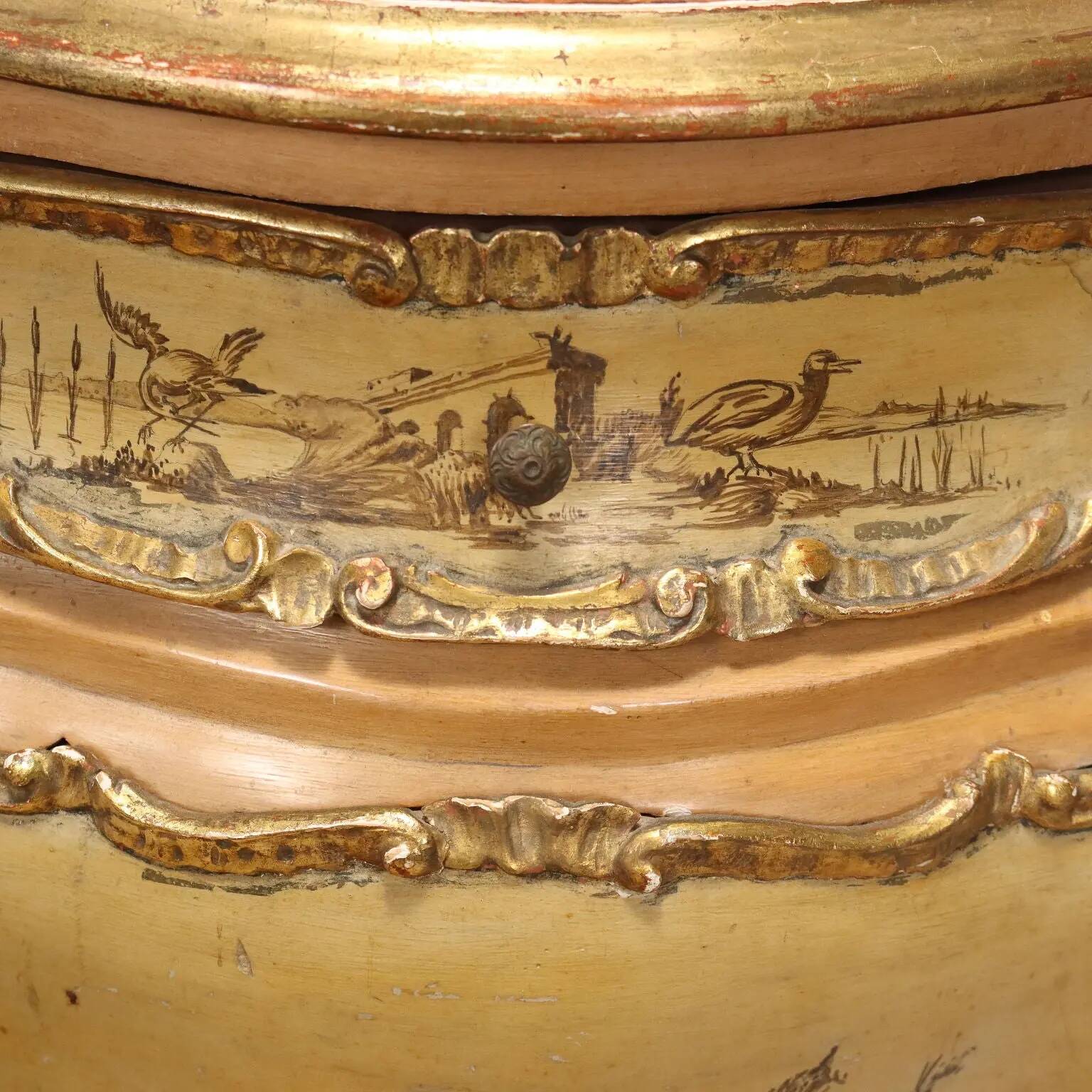 Antique bedside tables in Baroque style, wooden, Italy, 20th century.
