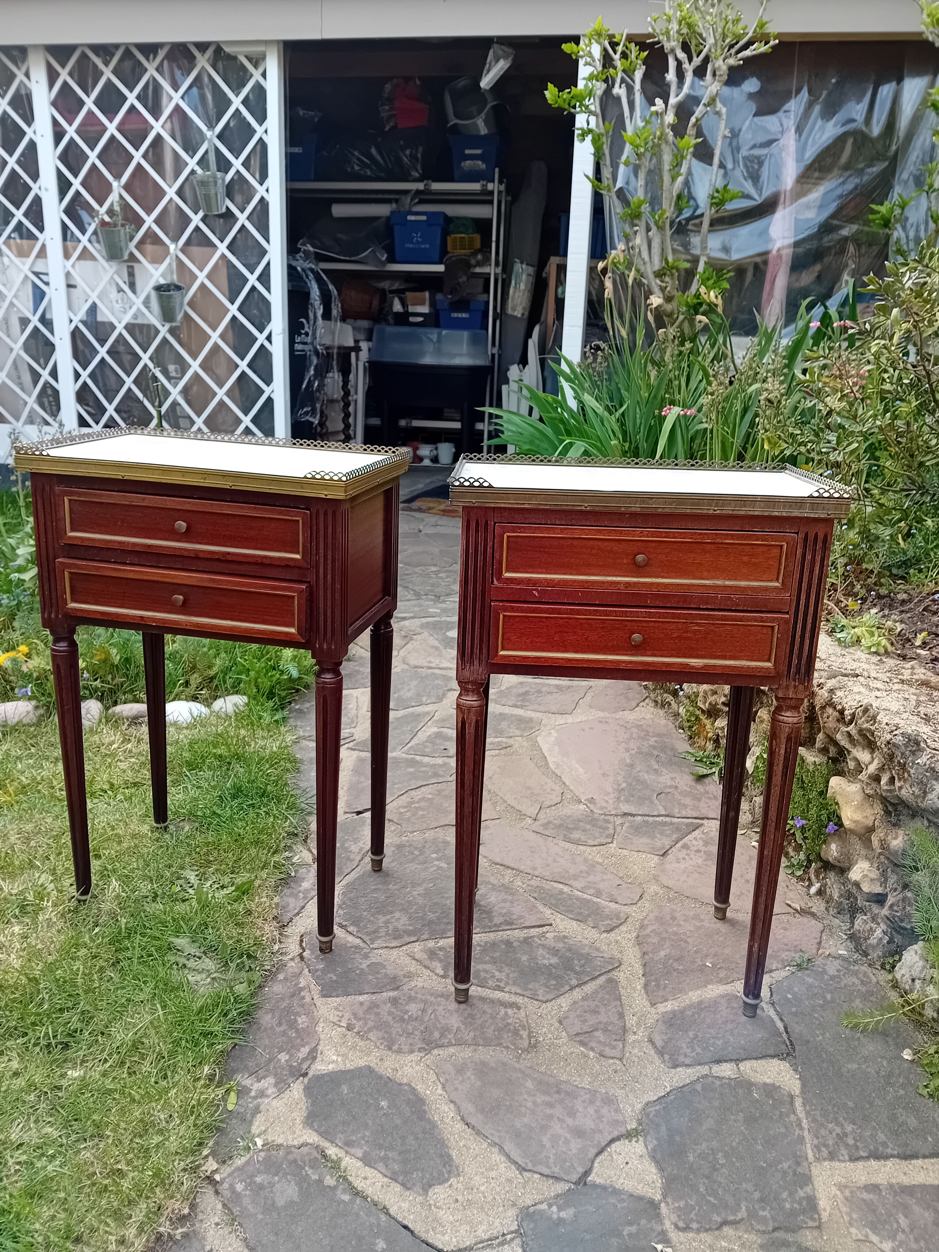 Pair of Louis XVI bedside tables.