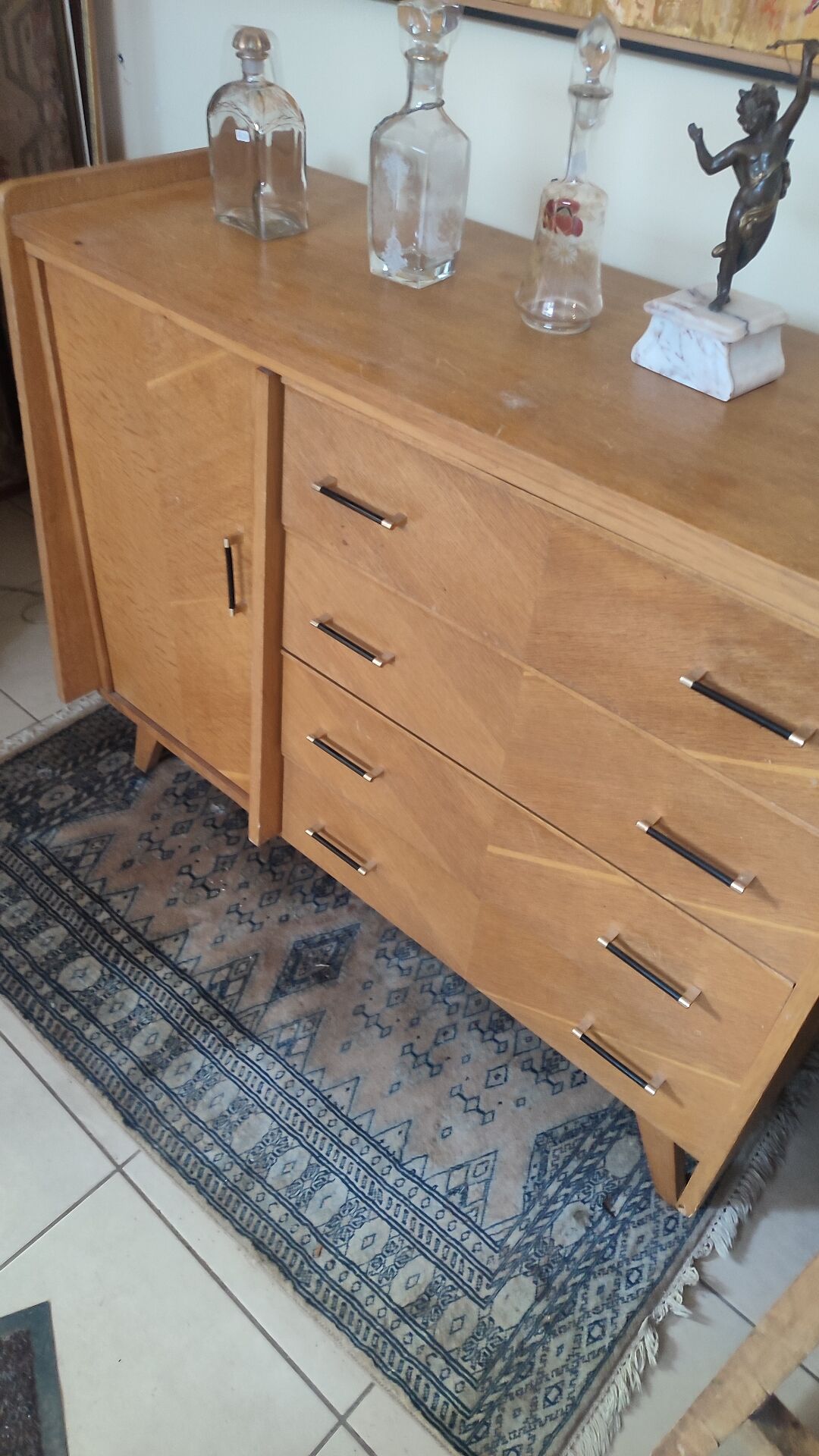 1960s chest of drawers with 4 drawers and 1 door