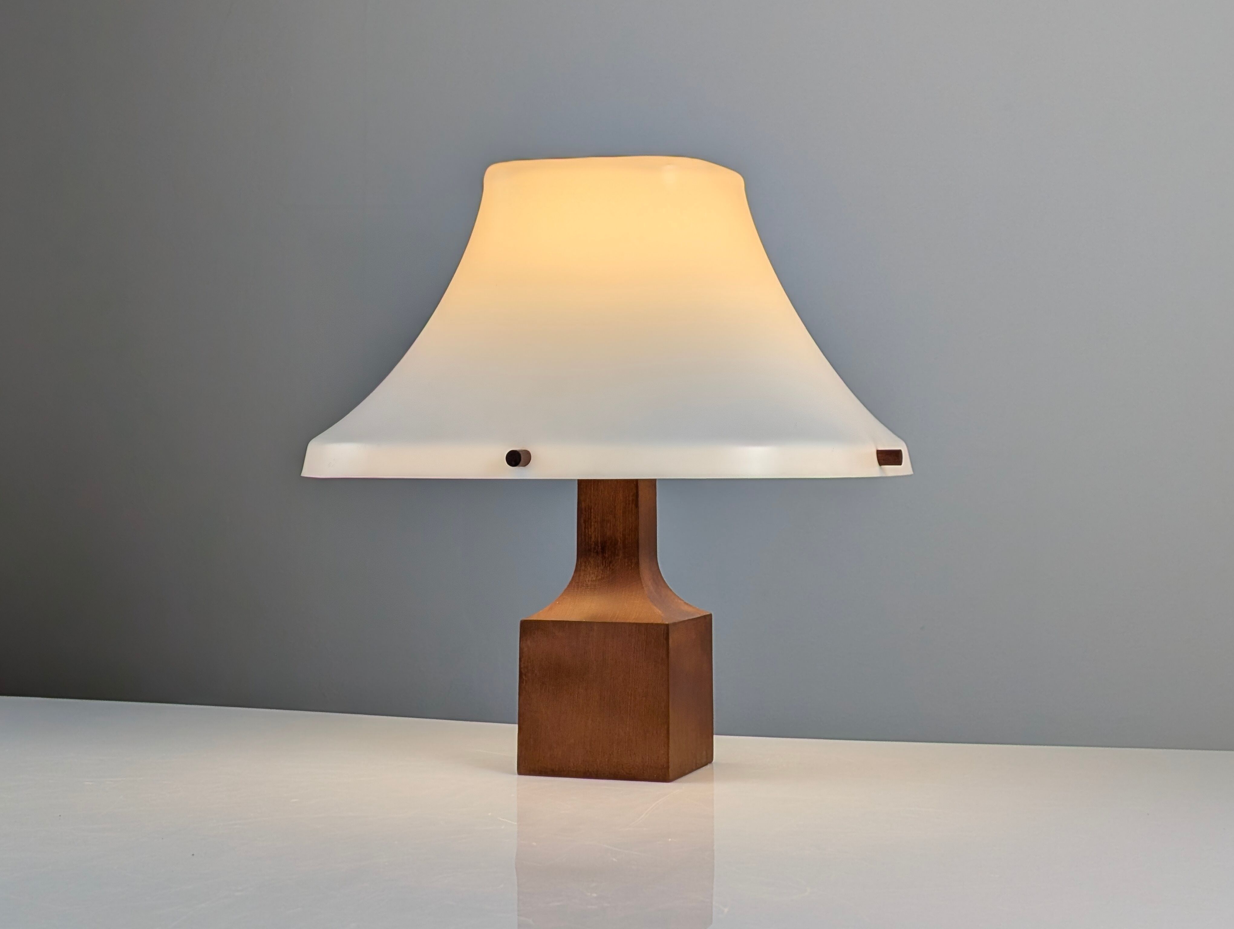 Danish teak table lamp with flared methacrylate shade 1960s