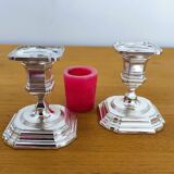 Pair of antique silver-plated candlesticks