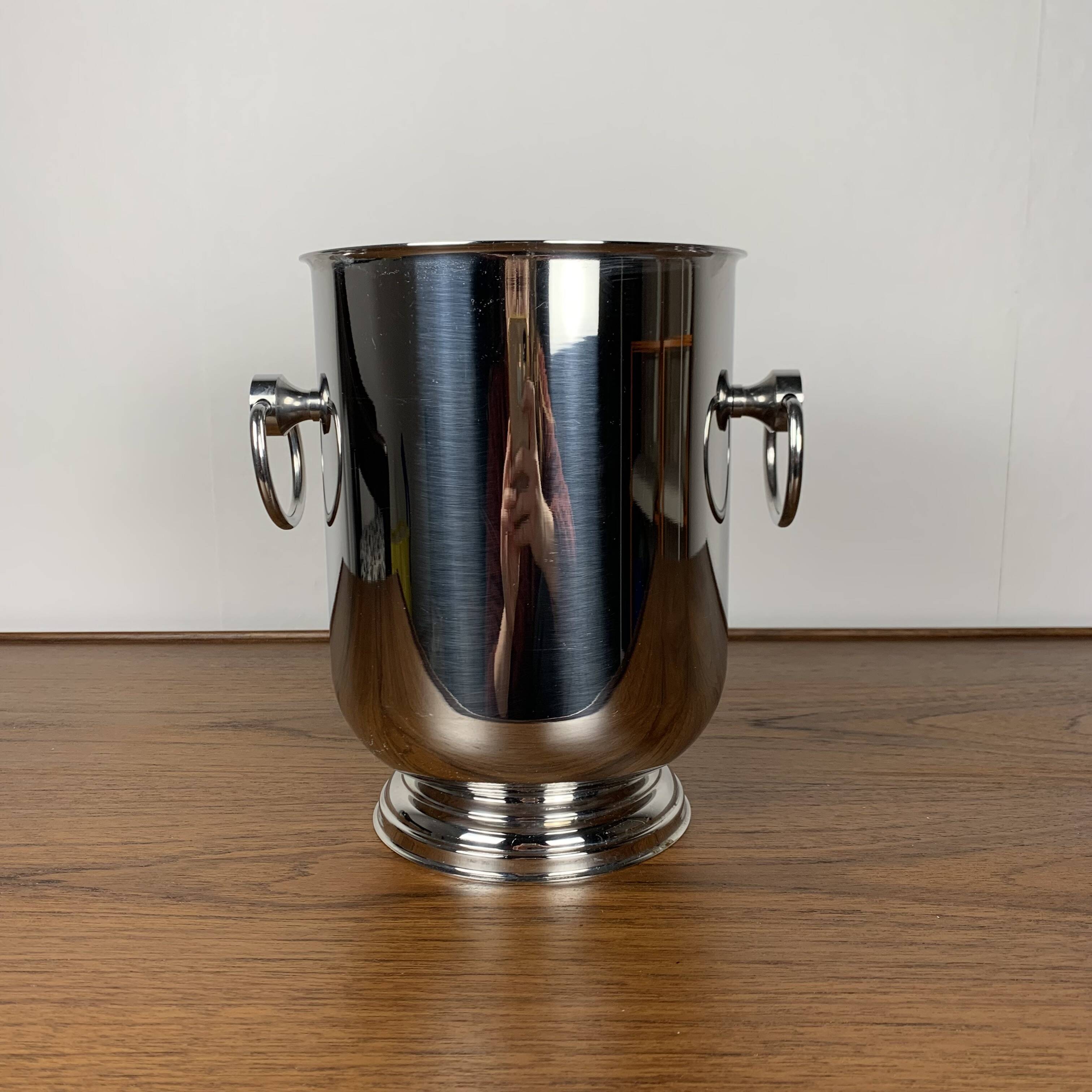 Sceau à champagne en inox Jean couzon, 1970