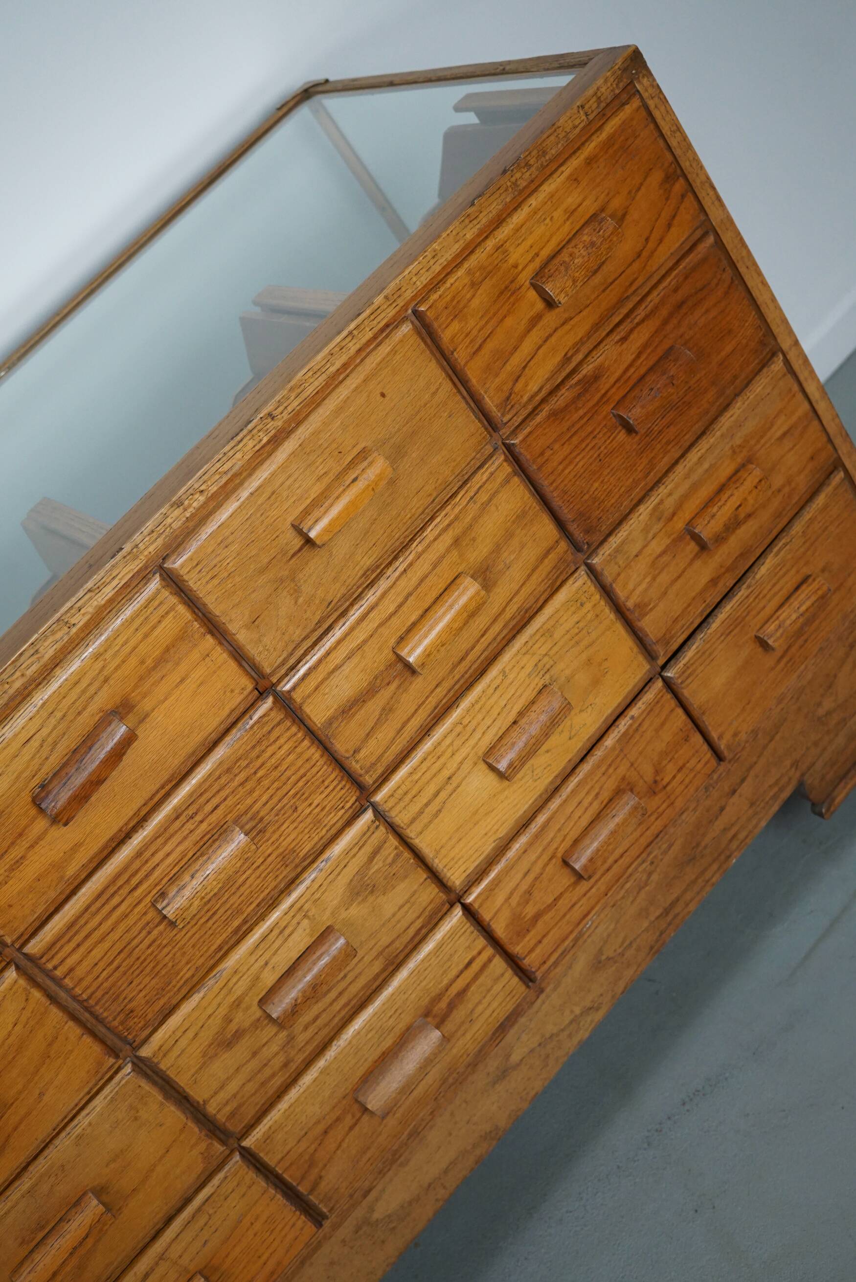 Antique British Oak Haberdashery Cabinet or Shop Counter, 1920/30s