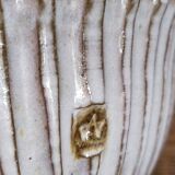 Vintage fluted enameled earthenware potter's salad bowl