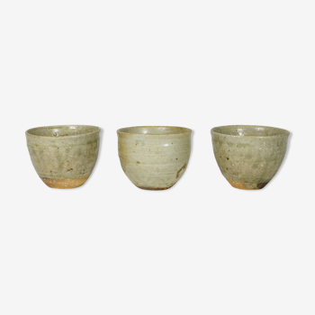 3 chawans (tea bowl) by master ceramicist yoshinari mitsuboshi of koya-san - japan - periode heisei