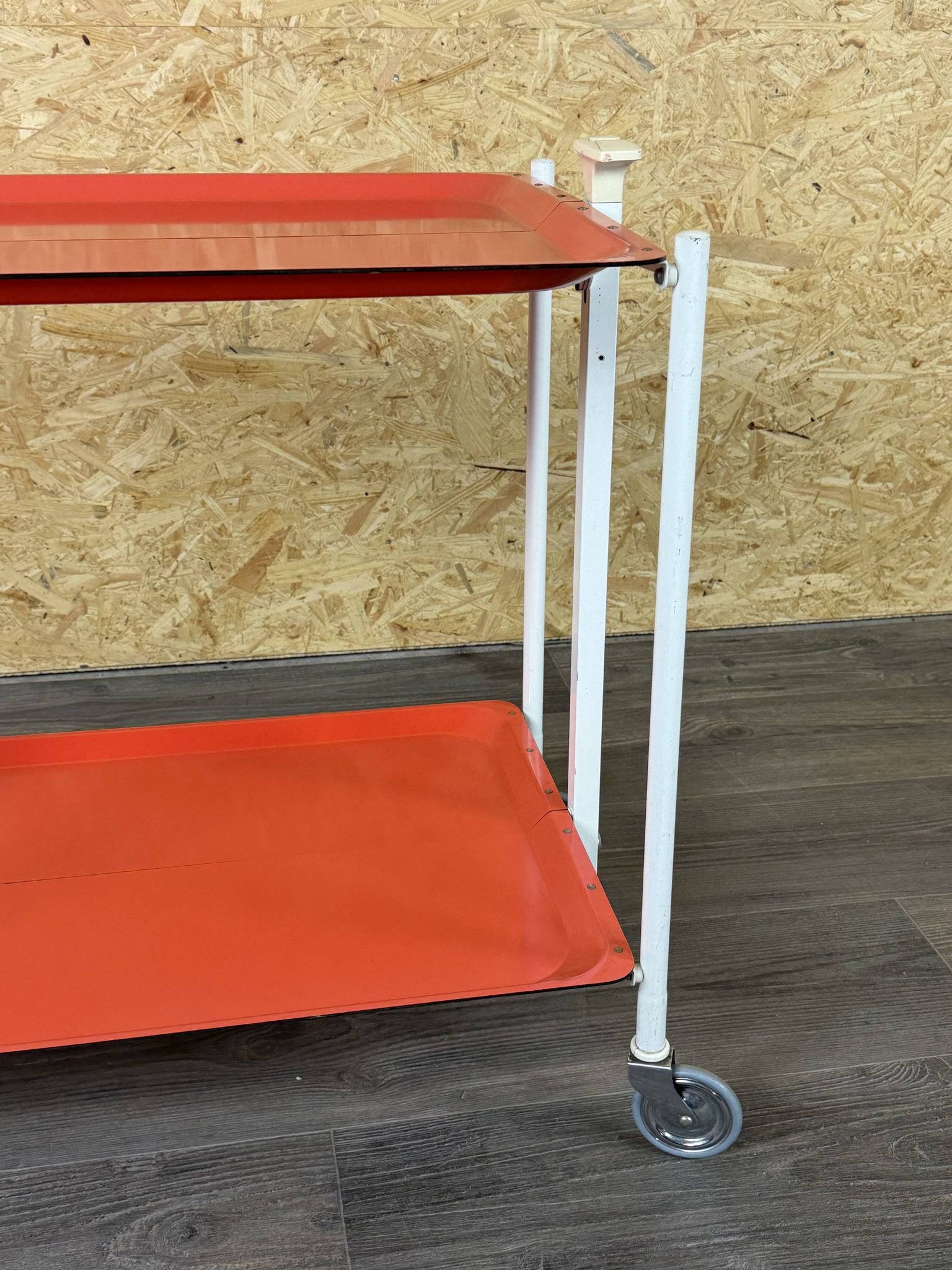 1960s 1970s Serving Cart Dinette Side Table Orange Space Age Design