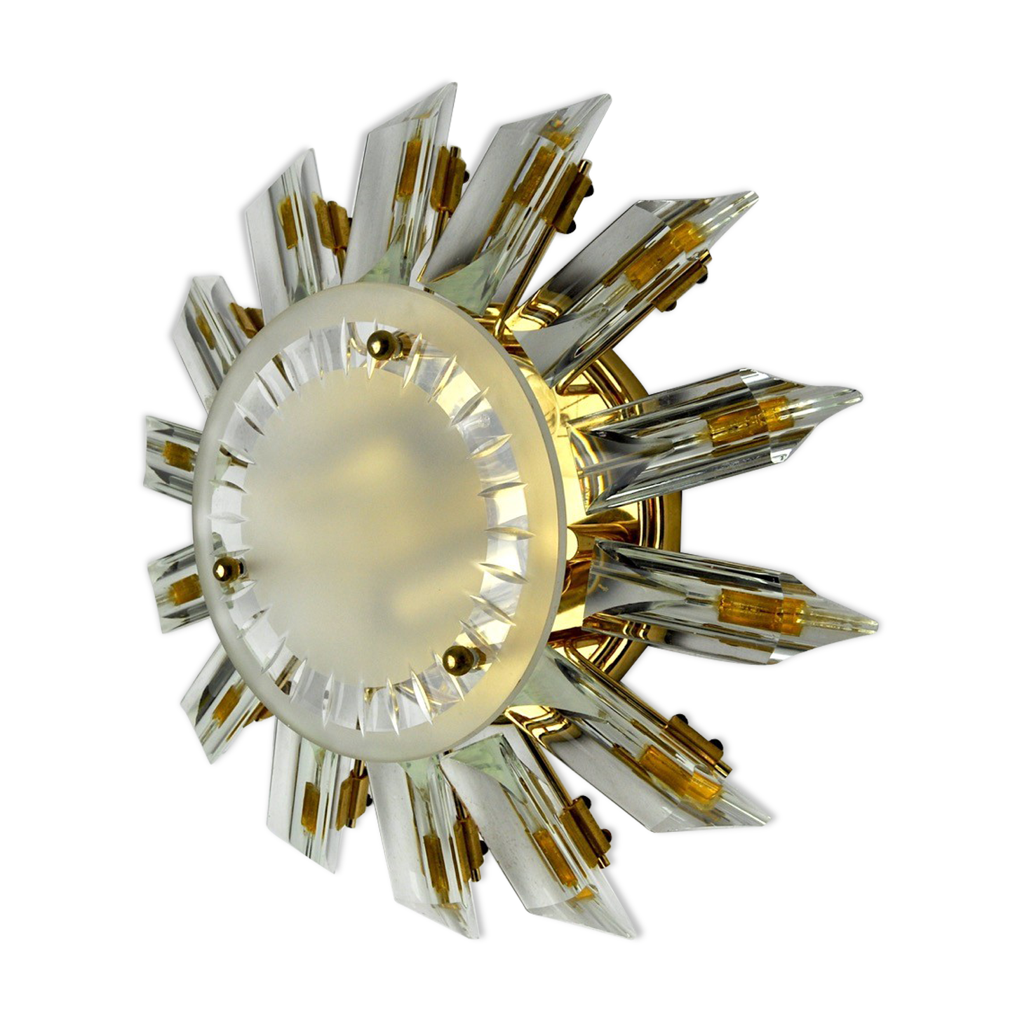 Wall lamp venini soleil, triedri glass, Italy, 1970