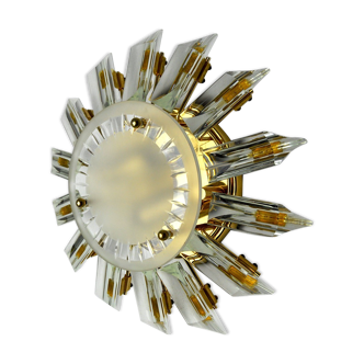 Wall lamp venini soleil, triedri glass, Italy, 1970