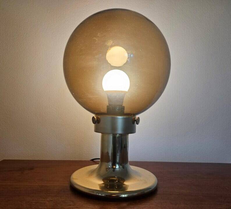 Very Rare Midcentury Large Table Brass Lamp, Switzerland, 1970s
