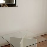 Wood and glass coffee table , France, circa 1980