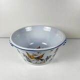 Large hand-painted earthenware salad bowl, signed "Mousiters", 20th century.