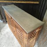 Support buffet in solid pine, zinc top, late 19th century.